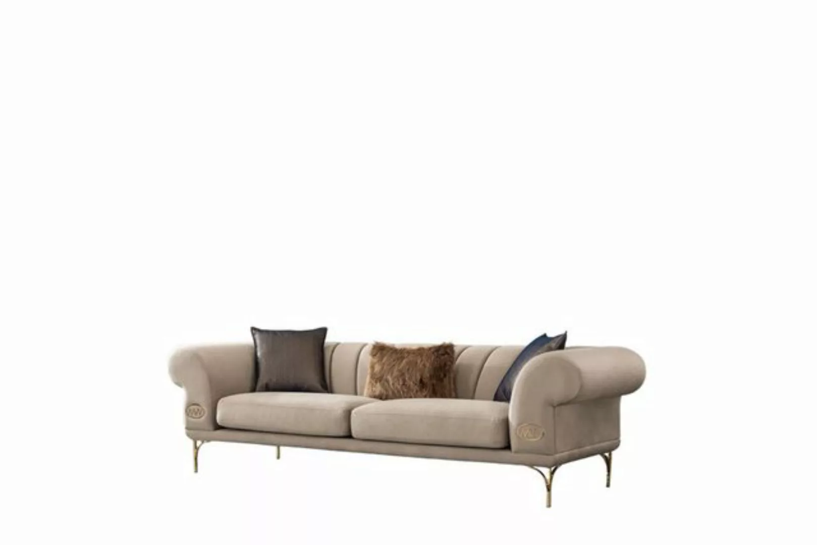 Xlmoebel 3-Sitzer Luxus-Polstercouch für das Wohnzimmer 3-Sitzer in Beige, günstig online kaufen