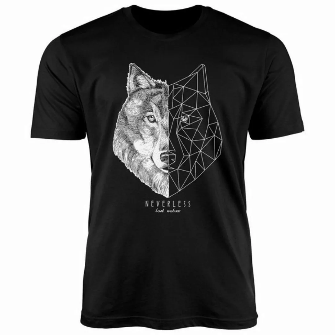 Neverless Print-Shirt Herren T-Shirt Wolf Polygon Kunst Grafik Tiermotiv Pr günstig online kaufen