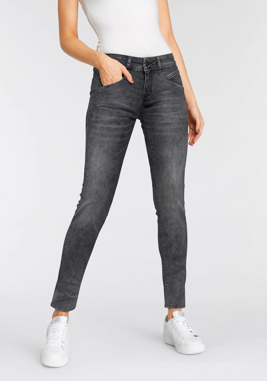 Herrlicher Slim-fit-Jeans "GINA SLIM POWERSTRETCH", mit seitlichem Keileins günstig online kaufen