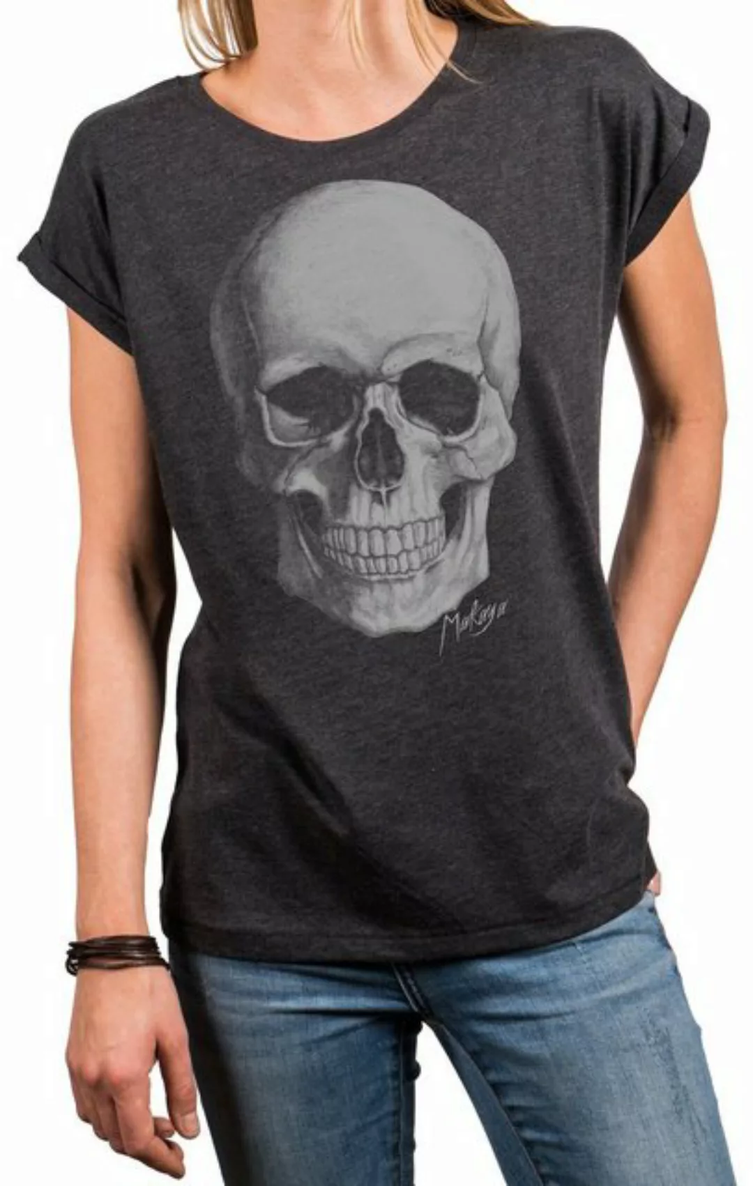 MAKAYA Print-Shirt Sexy Skull Rock Shirt für Damen - Oversize Sommer Tunika günstig online kaufen