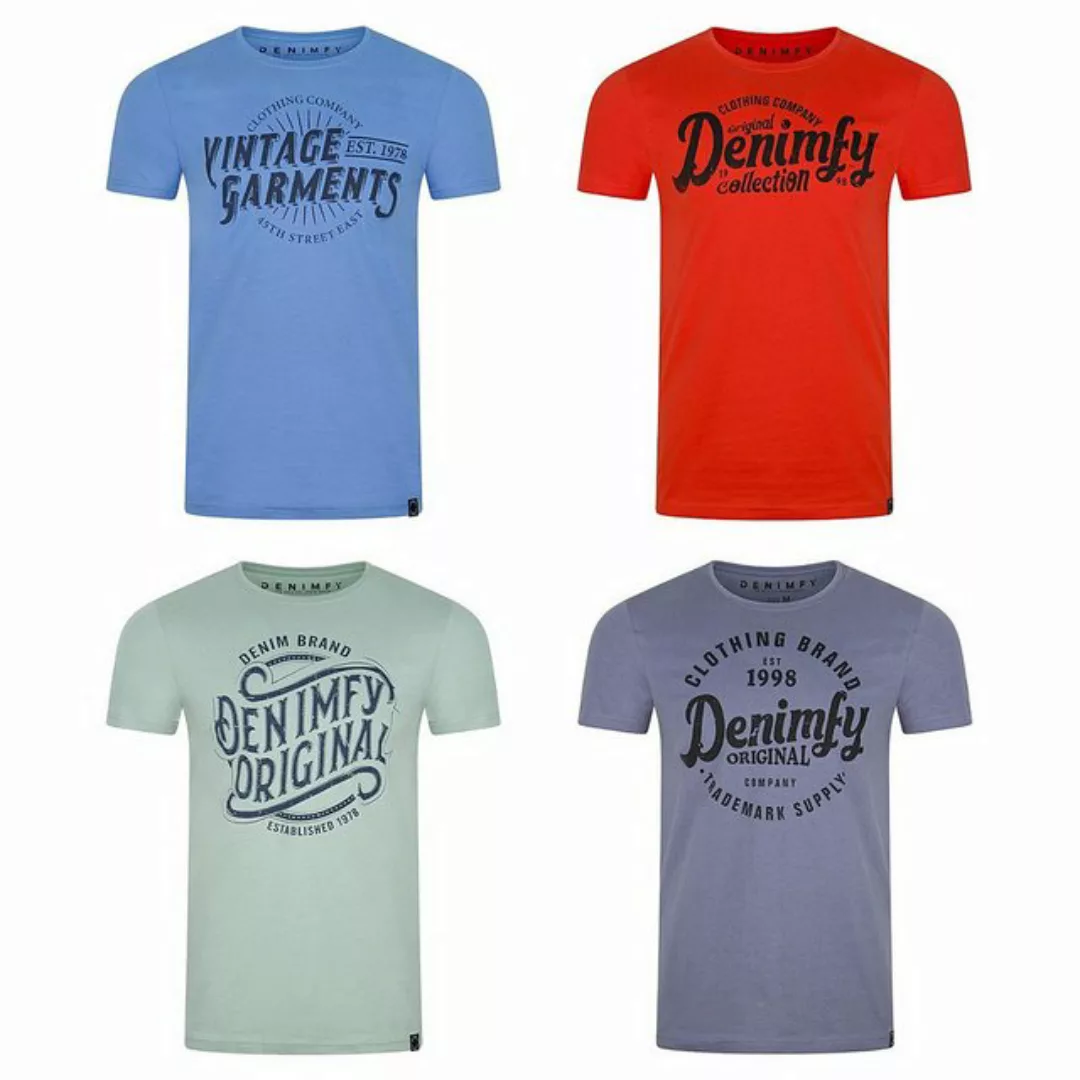 DENIMFY Tshirt Herren Baumwolle Regular Fit DFNuri 4er Pack Set günstig online kaufen