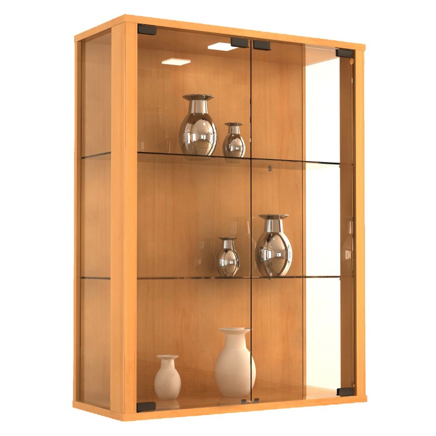 ebuy24 Udina Vitrinenschrank Wandhängend mit 2 Glastüren 2 Glasböden Buche günstig online kaufen