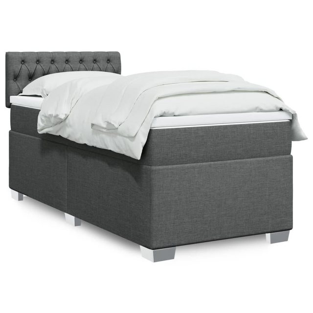 furnicato Bettgestell Boxspringbett mit Matratze Dunkelgrau 90x190 cm Stoff günstig online kaufen