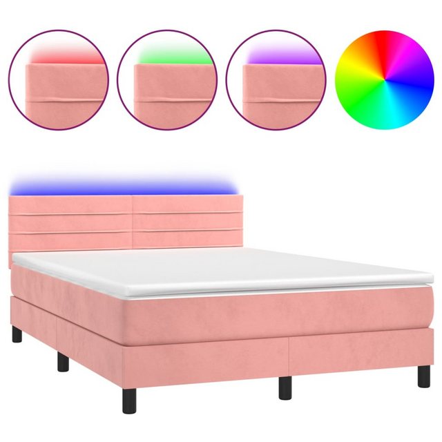 vidaXL Boxspringbett Bett Boxspringbett mit Matratze & LED Samt (140 x 190 günstig online kaufen