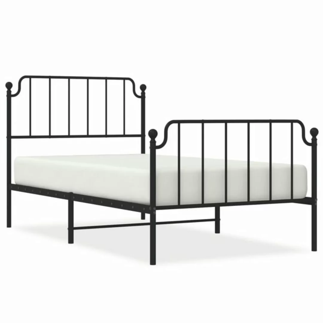 furnicato Bettgestell mit Kopf- und Fußteil Metall Schwarz 100x190 cm (1-tl günstig online kaufen