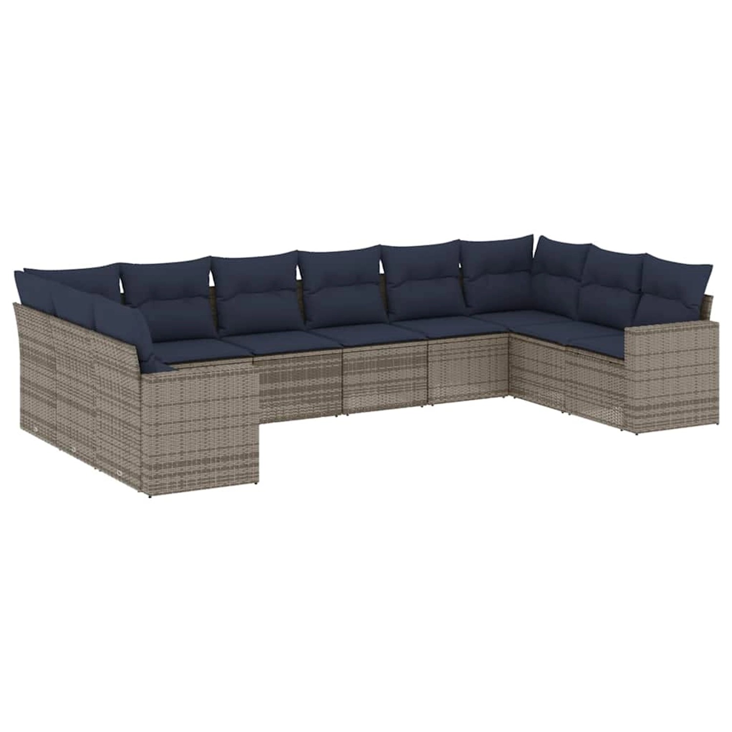 vidaXL 10-Tlg Garten-Sofagarnitur mit Kissen Grau Poly Rattan 3219461 günstig online kaufen