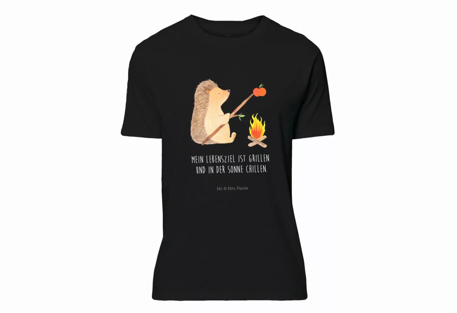 Mr. & Mrs. Panda T-Shirt Igel grillt - Schwarz - Geschenk, Motivation, Spru günstig online kaufen