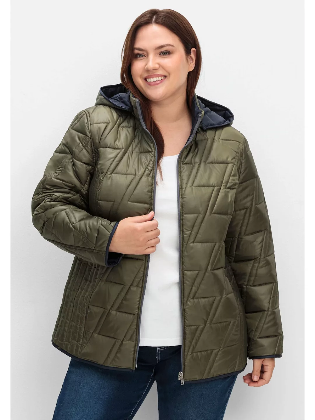 Sheego Steppjacke "Große Größen", mit Kapuze, zum Wenden, mit Kapuze und St günstig online kaufen