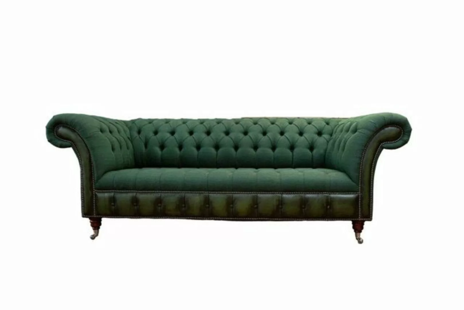 JVmoebel Sofa Grünes Chesterfield Sofa 3 Sitzer Couch Polster Stoff Leder C günstig online kaufen