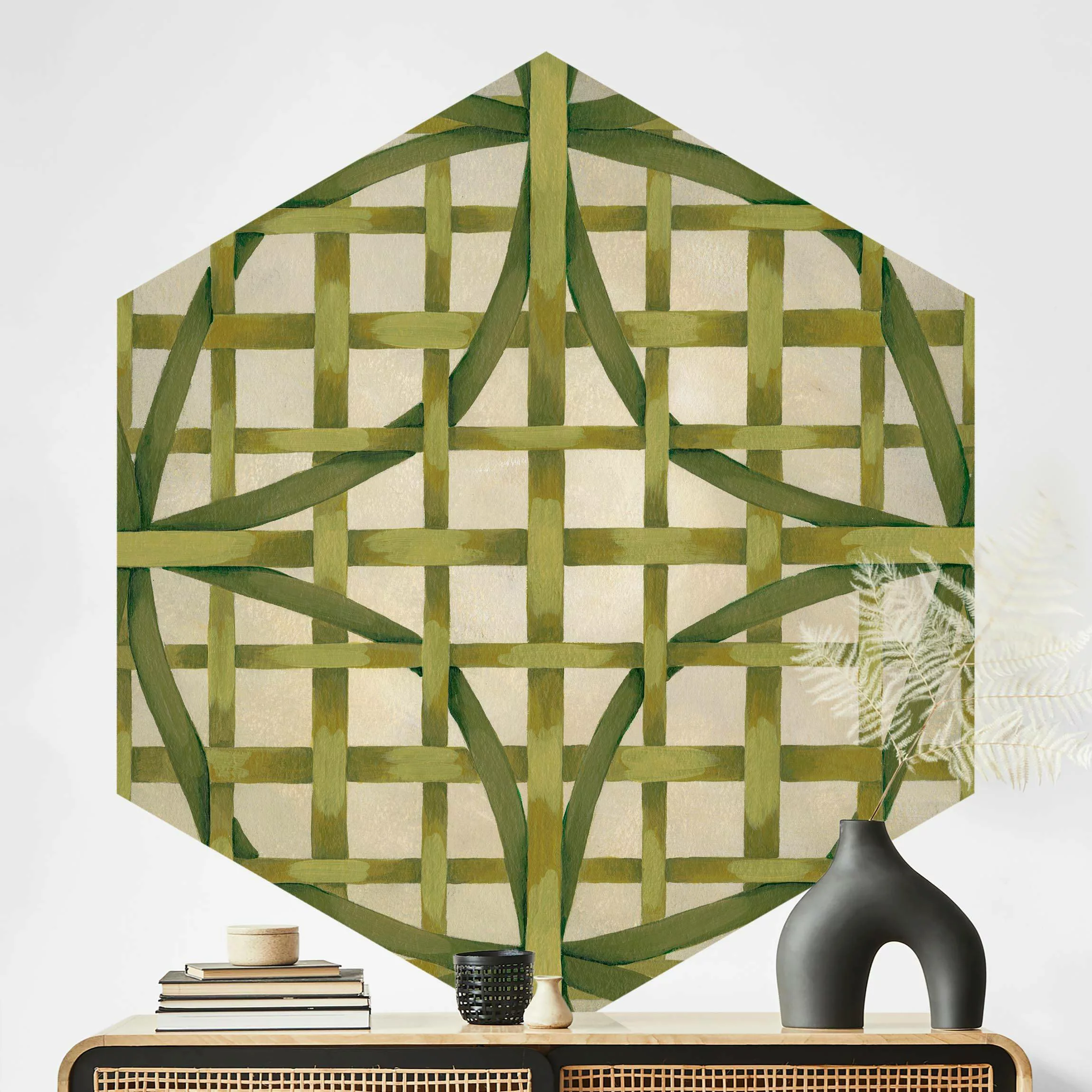 Hexagon Mustertapete selbstklebend Lichtspielband Grün günstig online kaufen