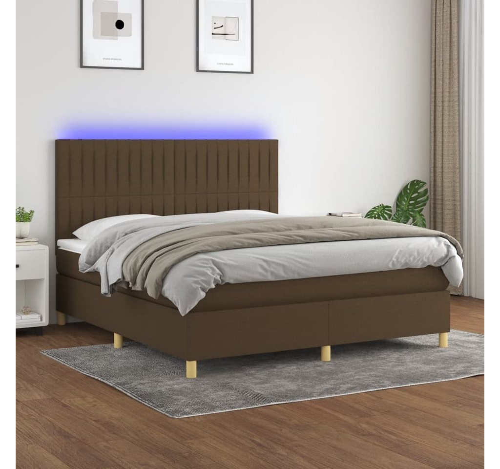 vidaXL Boxspringbett Boxspringbett mit Matratze LED Dunkelbraun 160x200 cm günstig online kaufen