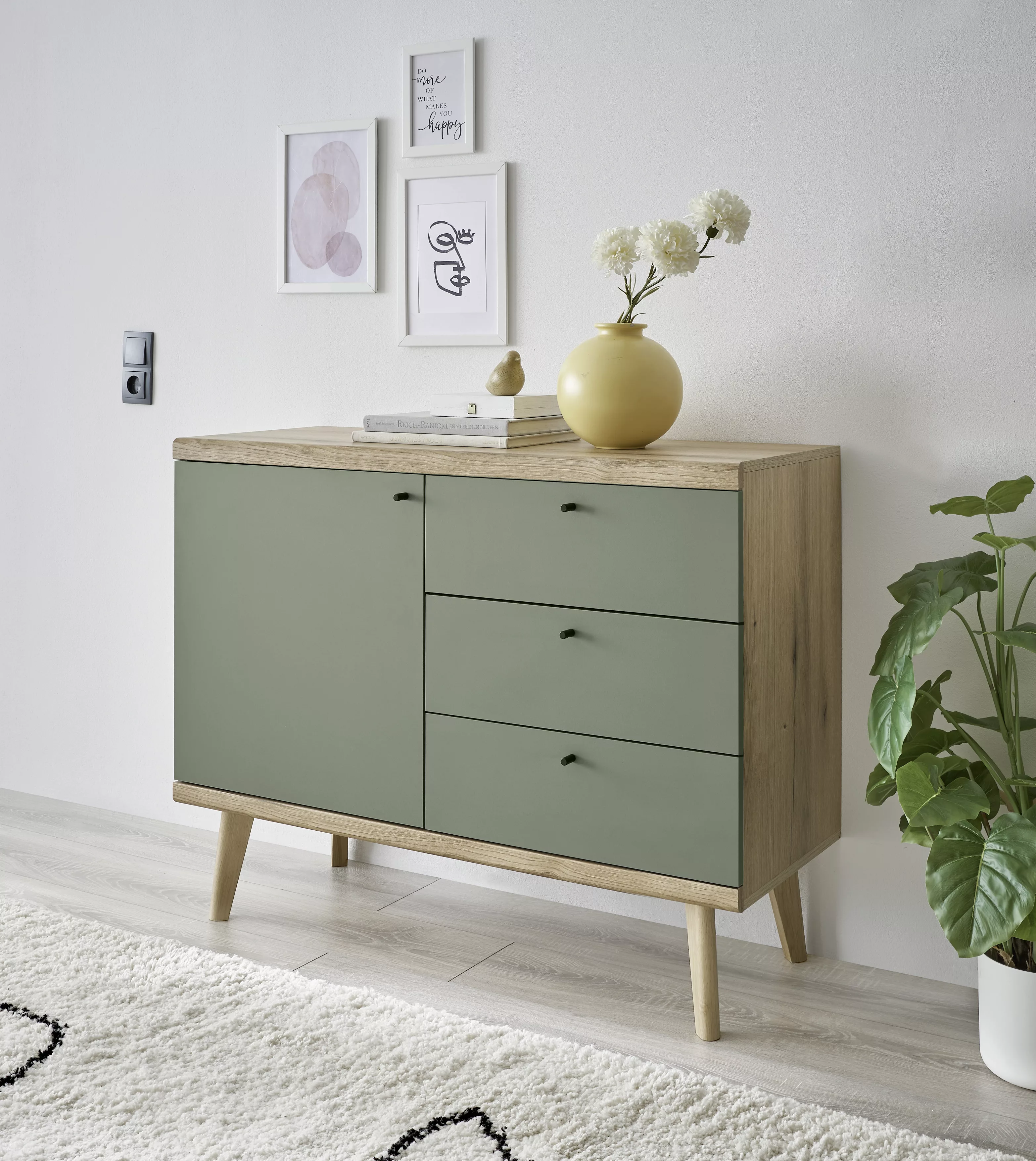 INOSIGN Sideboard "MAVAS", in moderner Trendfarbe, Griffe aus Metall (Schwa günstig online kaufen