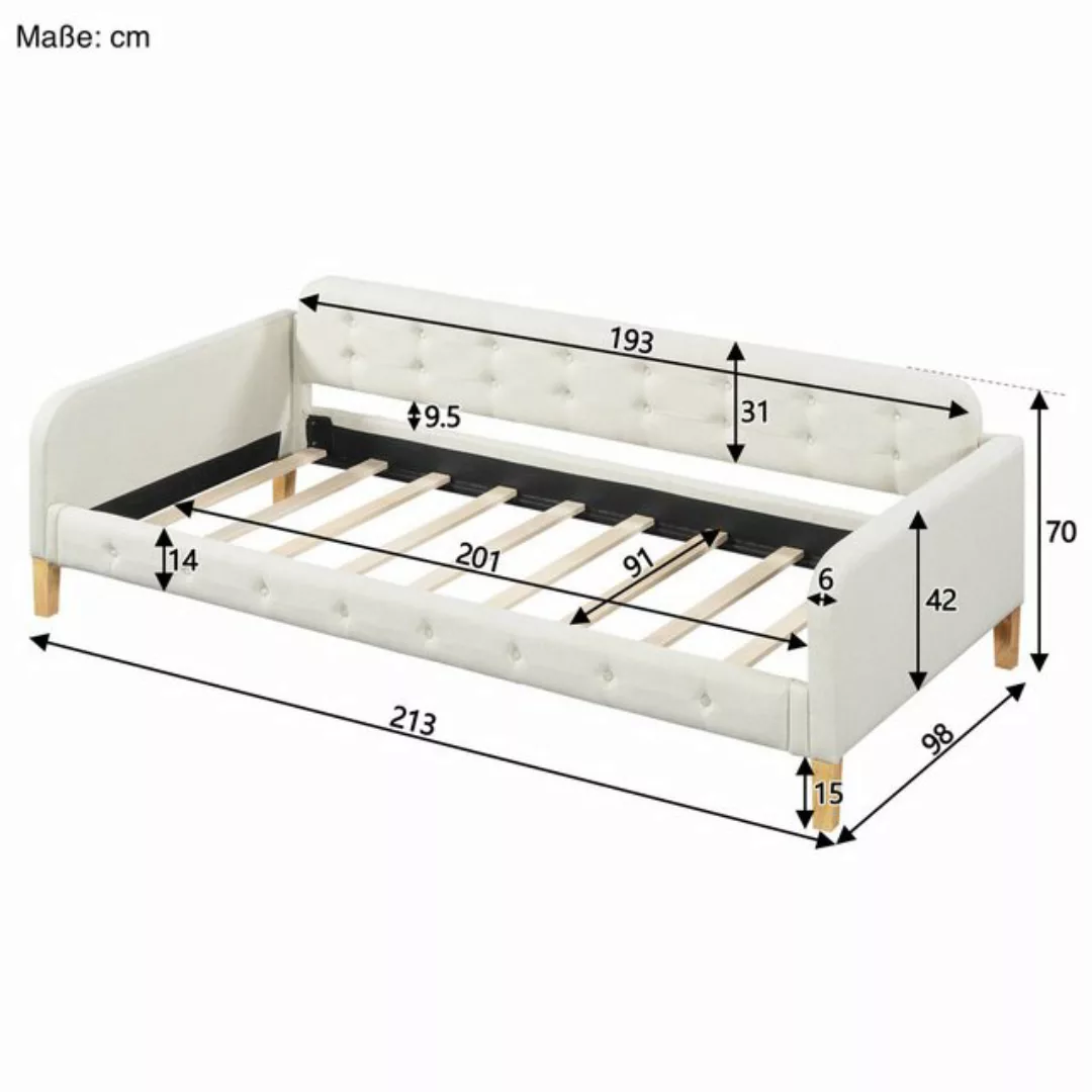 SOFTWEARY Schlafsofa mit Bettfunktion, 90x200 cm, Einzelbett mit Lattenrost günstig online kaufen