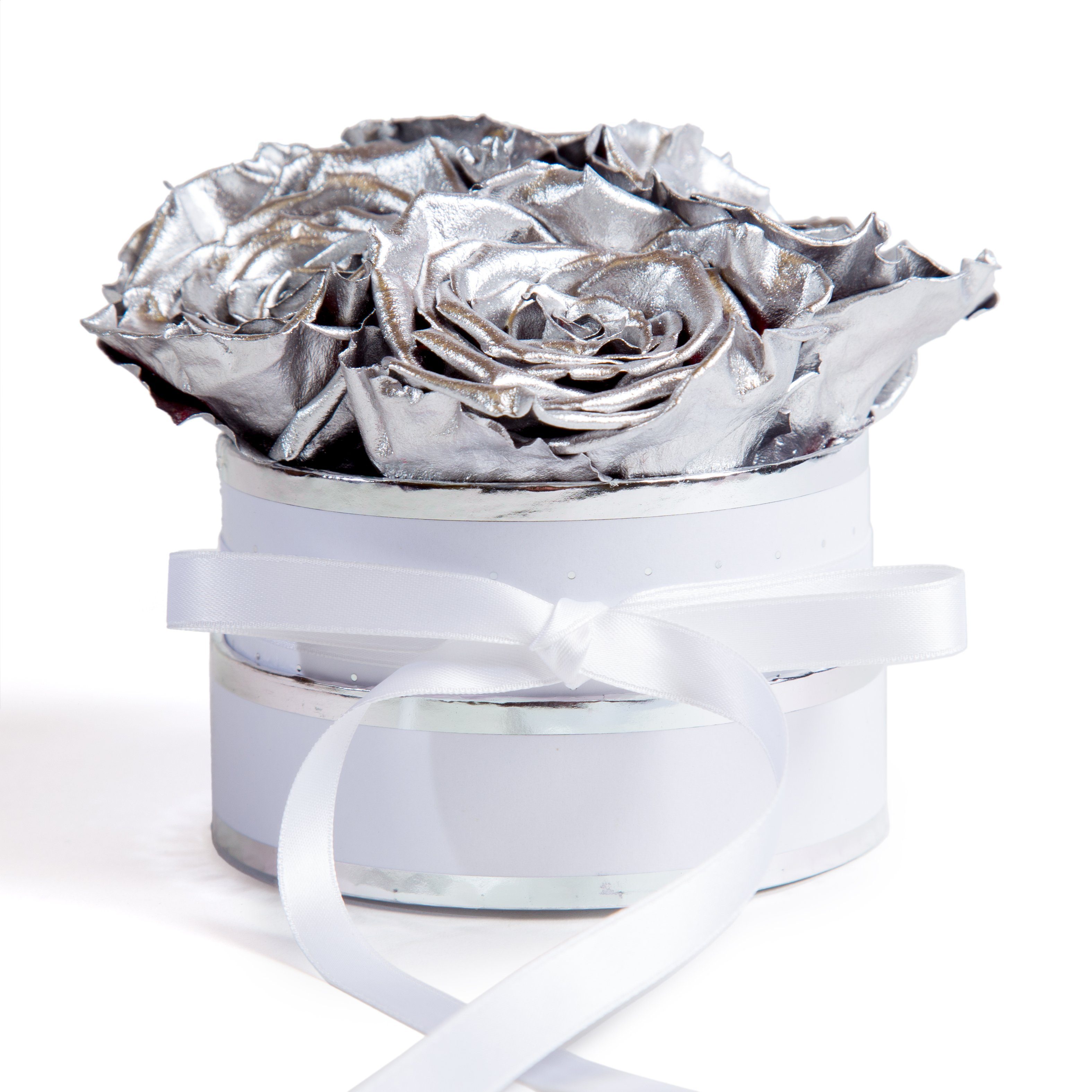 Kunstblume Infinity Rosenbox weiß rund 4 günstig online kaufen