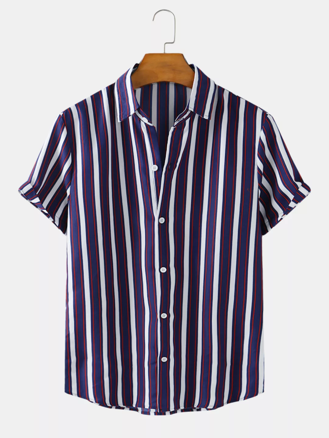 Mens Coloured Stripe Printed Lässige Kurzarm Designer Shirts günstig online kaufen