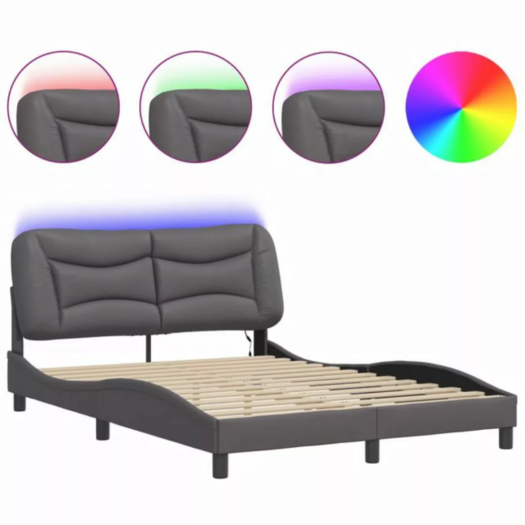 vidaXL Bett Bettgestell mit LED Weiß und Schwarz 140x200 cm Kunstleder günstig online kaufen