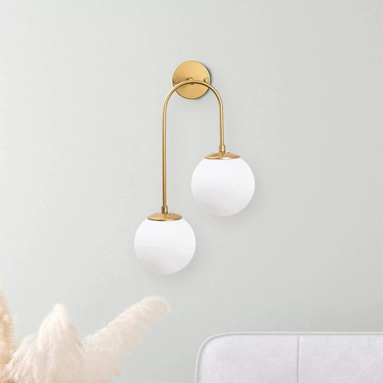 Wandlampe Jewel 10585 goldfarben, Opalglas 55 x 30 cm 2-flg. günstig online kaufen