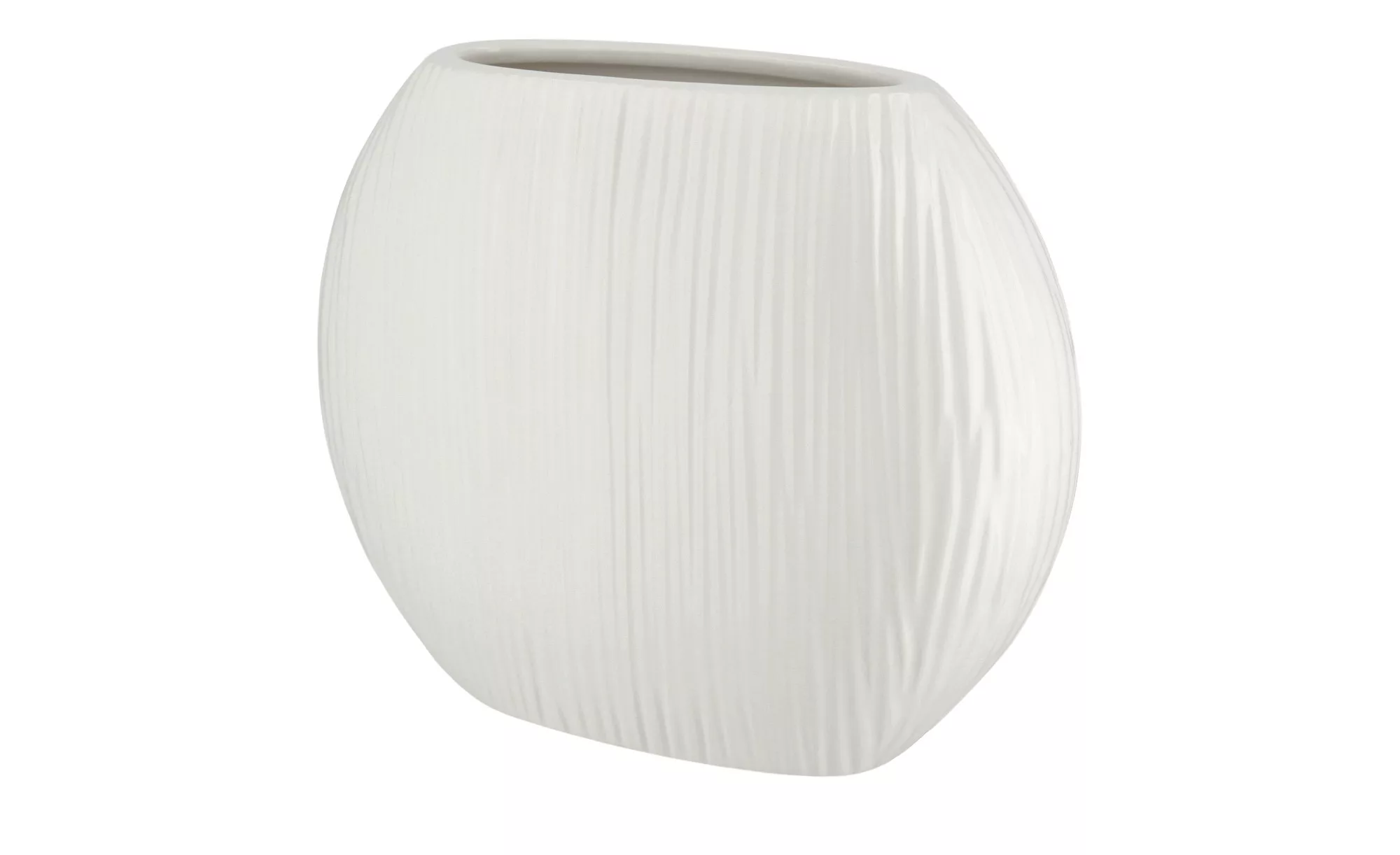 Vase - weiß - Keramik - 24 cm - 20 cm - 9 cm - Dekoration > Vasen - Möbel K günstig online kaufen