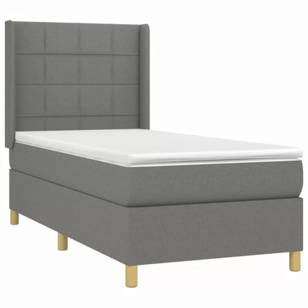 vidaXL Bett Boxspringbett mit Matratze Dunkelgrau 90x190 cm Stoff günstig online kaufen