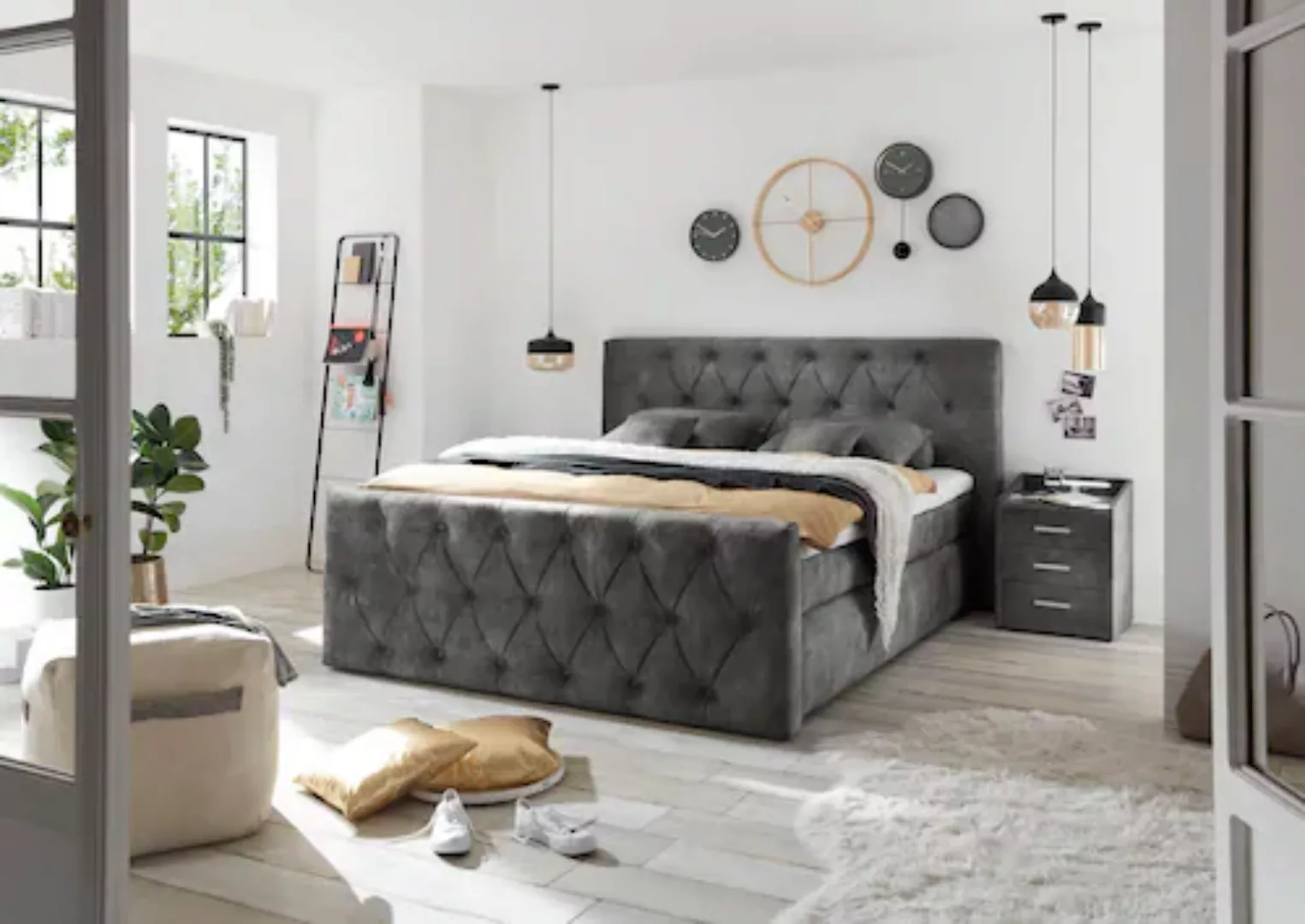 ED EXCITING DESIGN Boxspringbett "Hammonton", inkl. Topper mit Klimaband un günstig online kaufen