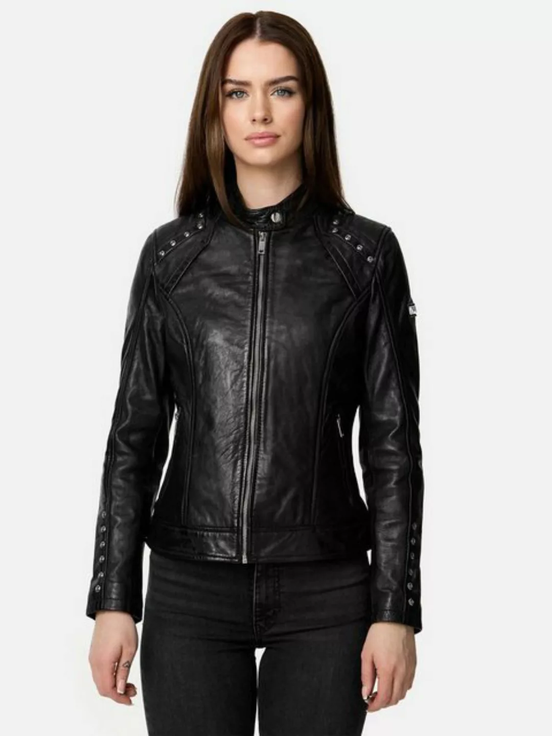 Tazzio Lederjacke F521 moderne & zeitlose Damen Jacke im Biker Look günstig online kaufen