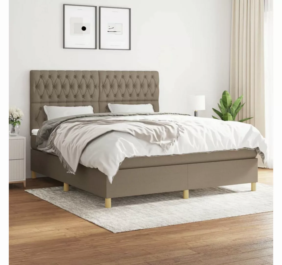 vidaXL Boxspringbett Boxspringbett mit Matratze Taupe 180x200 cm Stoff Bett günstig online kaufen