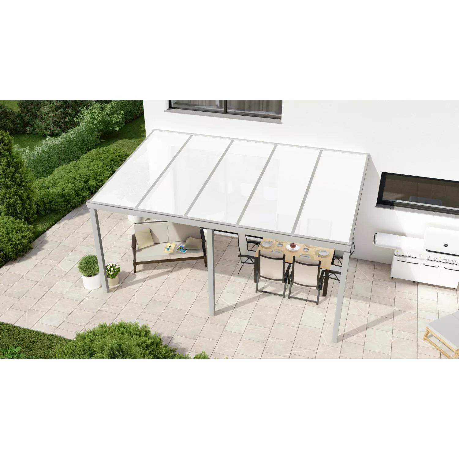 Terrassenüberdachung Professional 500 cm x 350 cm Grau Struktur PC Opal günstig online kaufen