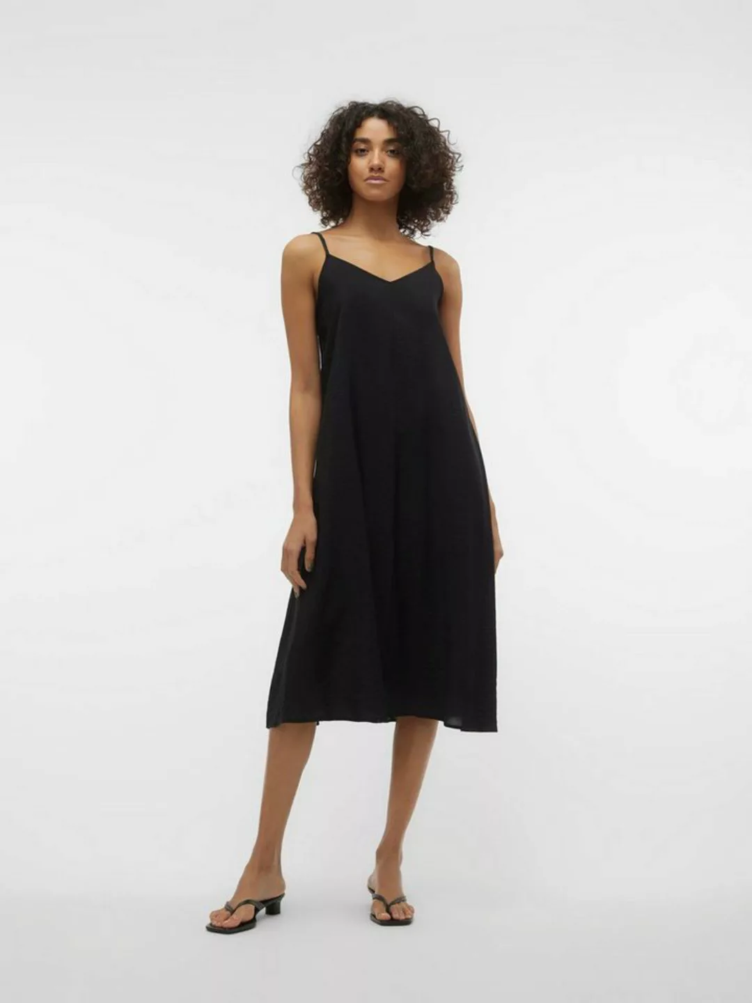 Vero Moda Shirtkleid Legeres Spaghettiträger Kleid mit Seidenoptik Wadenlan günstig online kaufen