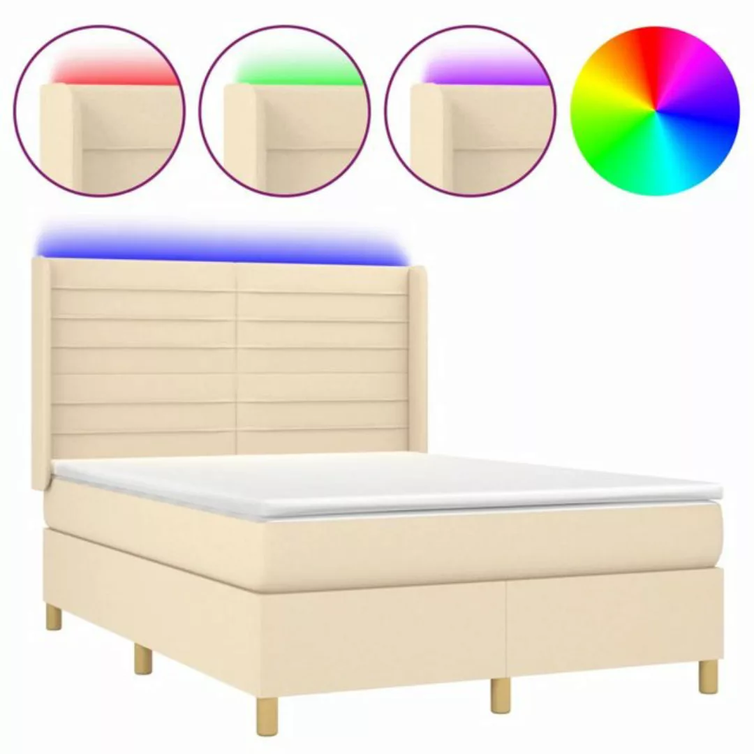 vidaXL Boxspringbett Bett Boxspringbett mit Matratze und LED Stoff (140 x 2 günstig online kaufen