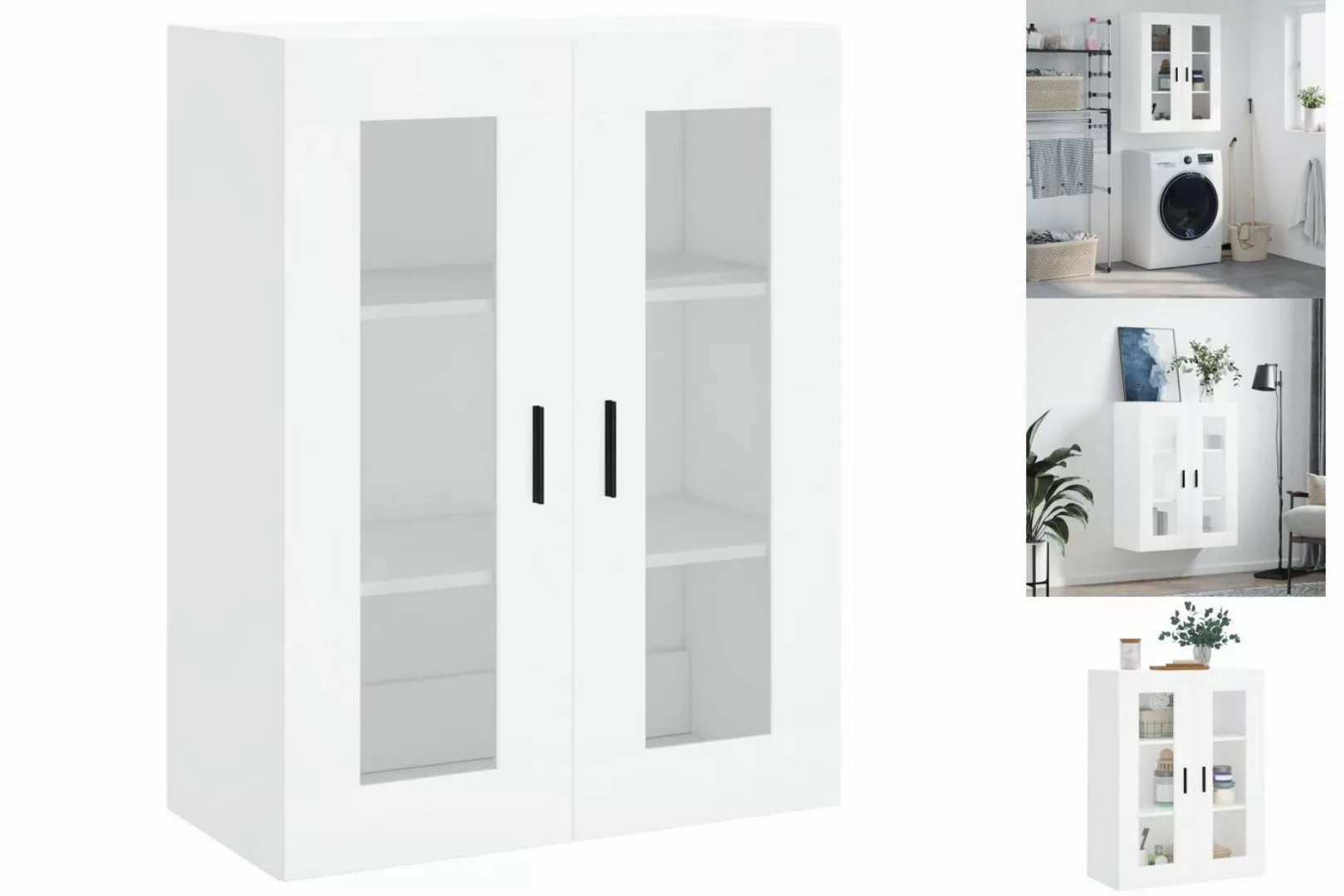 vidaXL Hängeschrank Wandschrank Weiß 69,5x34x90 cm Glas Vitrine Hängeschran günstig online kaufen