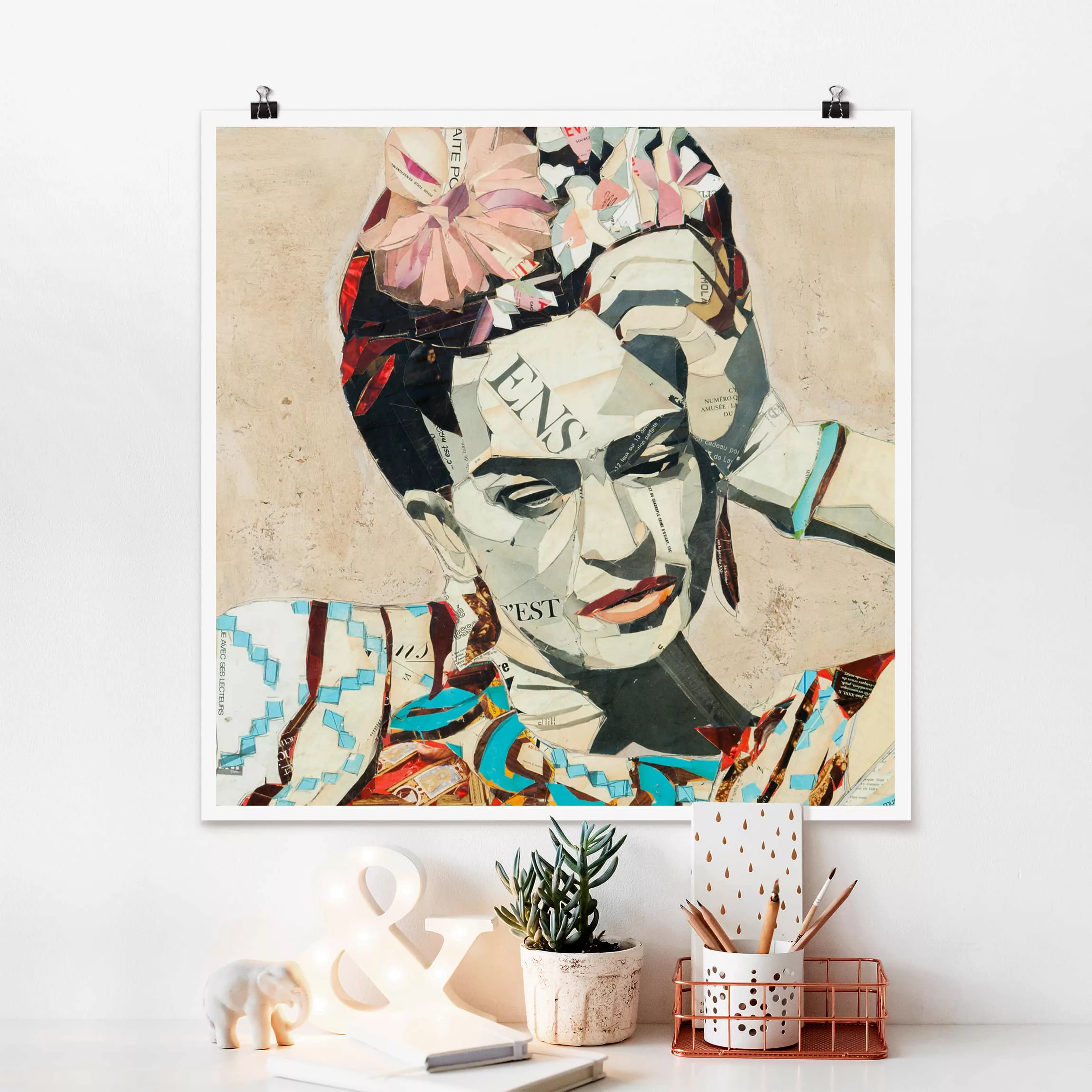 Poster Kunstdruck - Quadrat Frida Kahlo - Collage No.1 günstig online kaufen