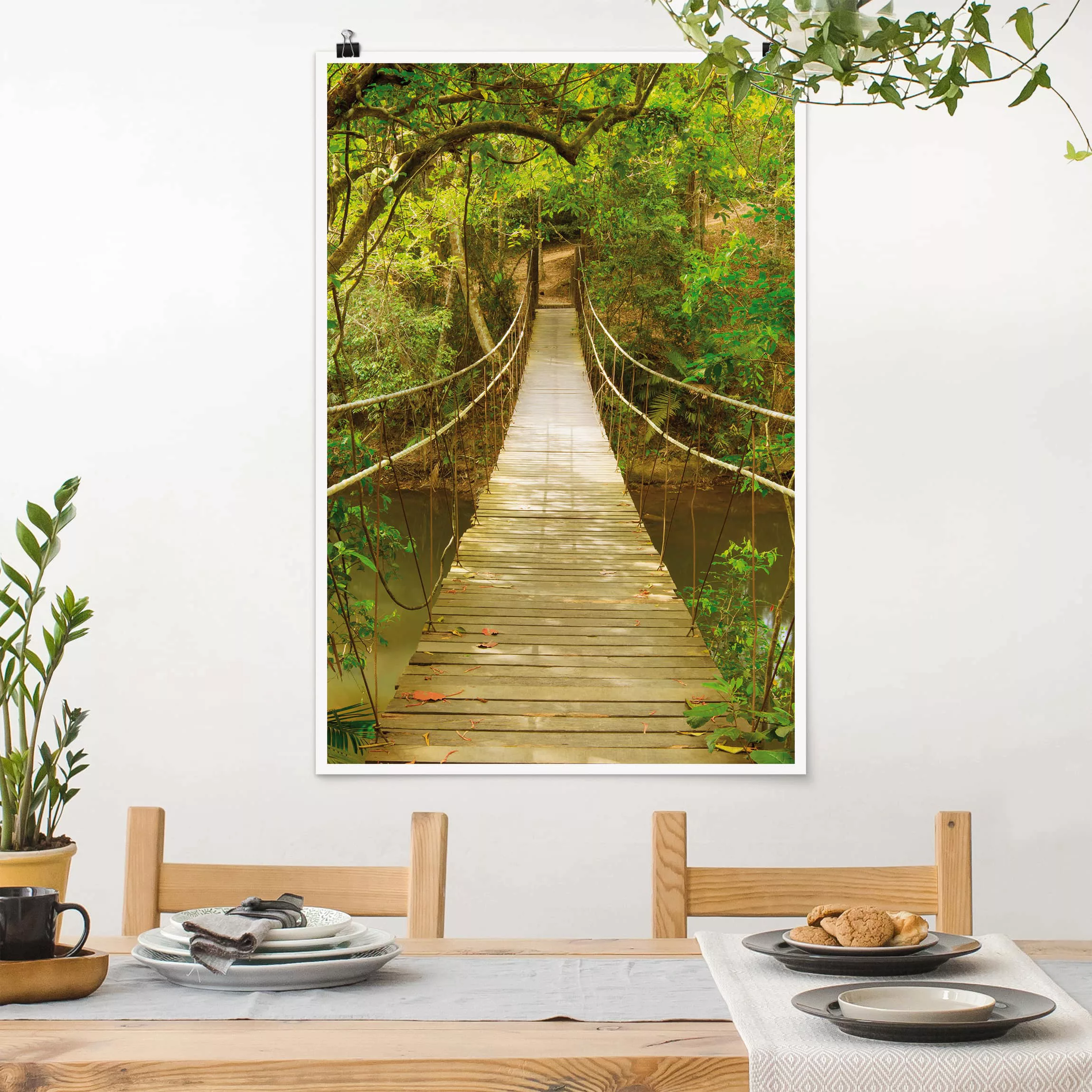 Poster Natur & Landschaft - Hochformat Dschungelbrücke günstig online kaufen