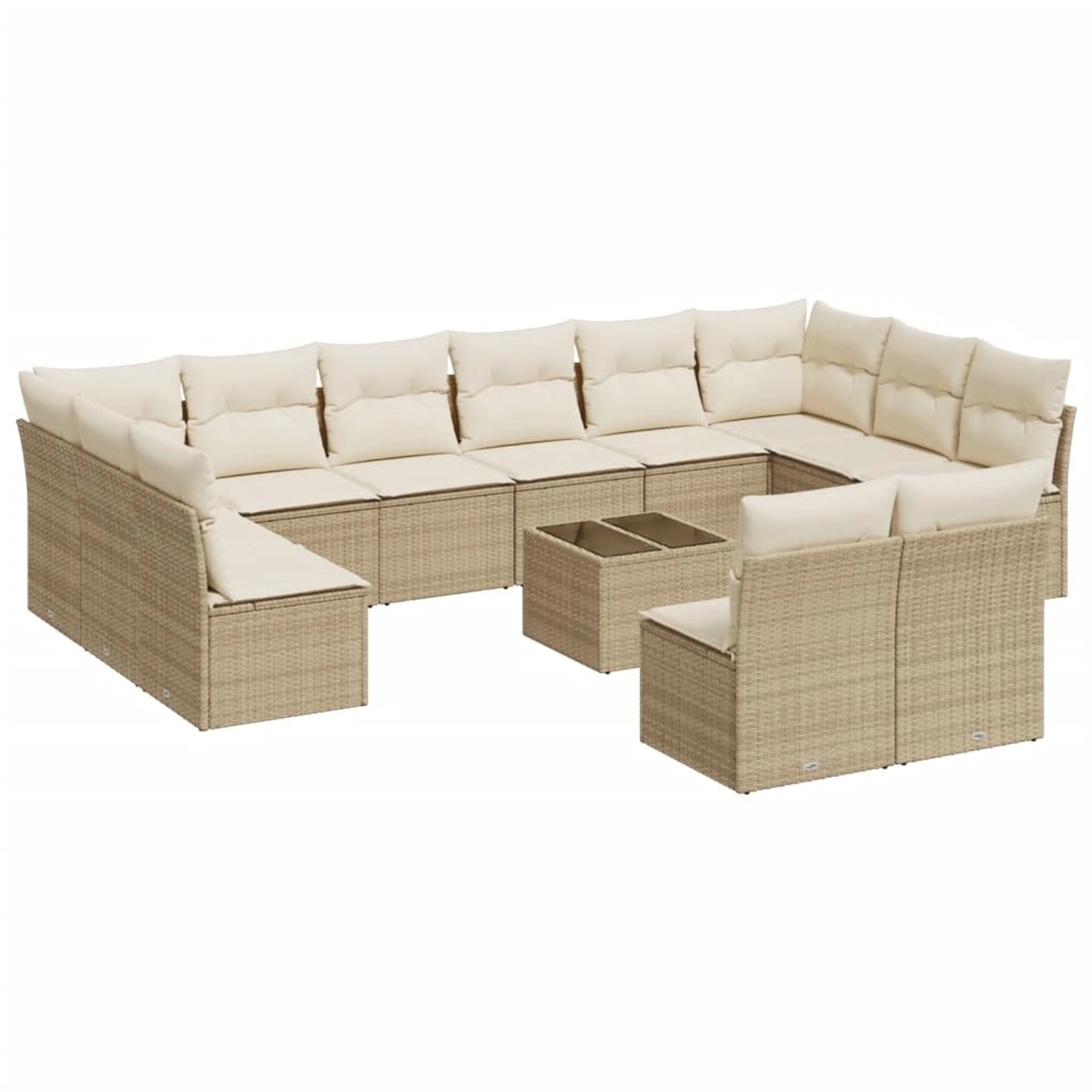 vidaXL 13-Tlg Garten-Sofagarnitur mit Kissen Beige Poly Rattan 3250217 günstig online kaufen