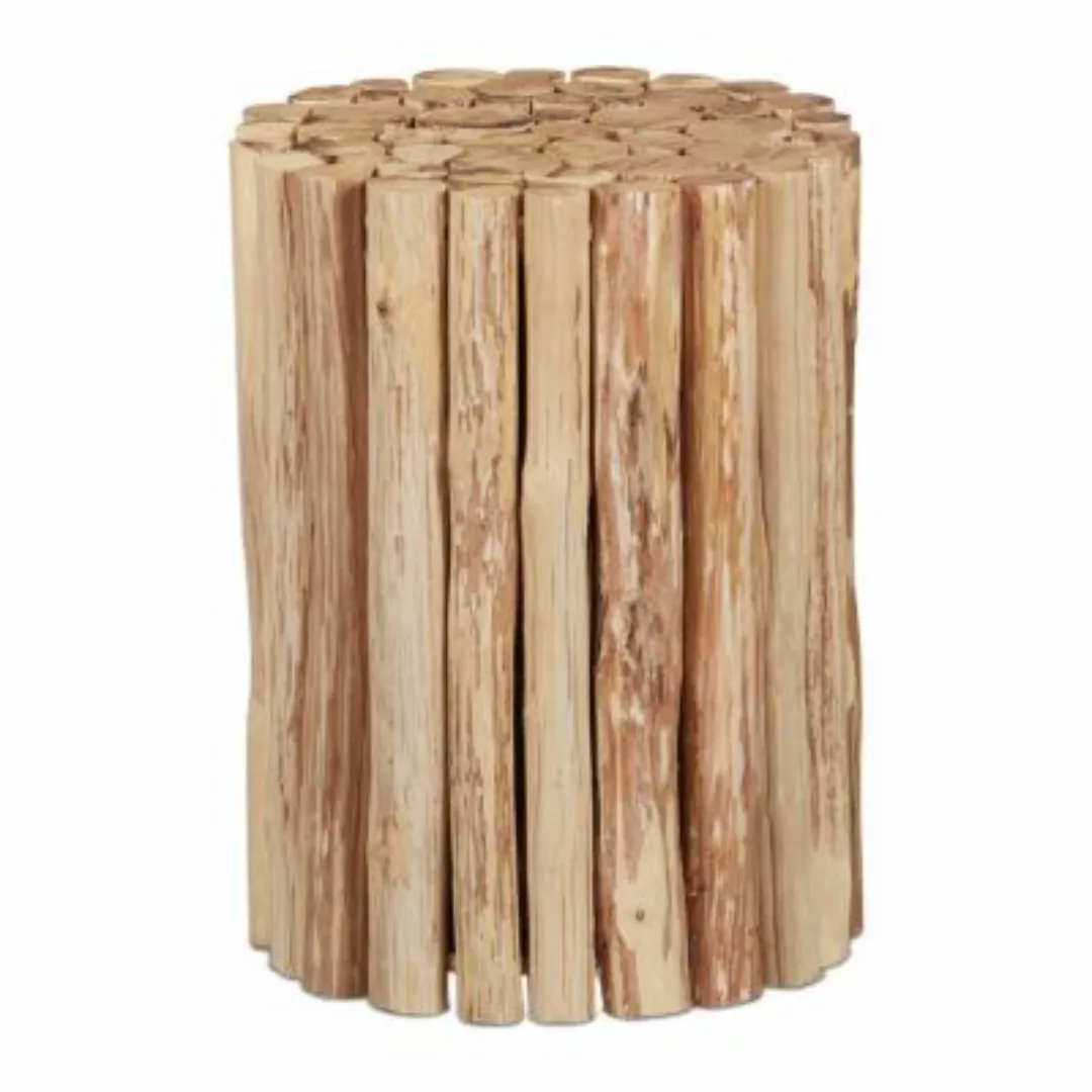 relaxdays Runder Blumenhocker aus Holz natur günstig online kaufen