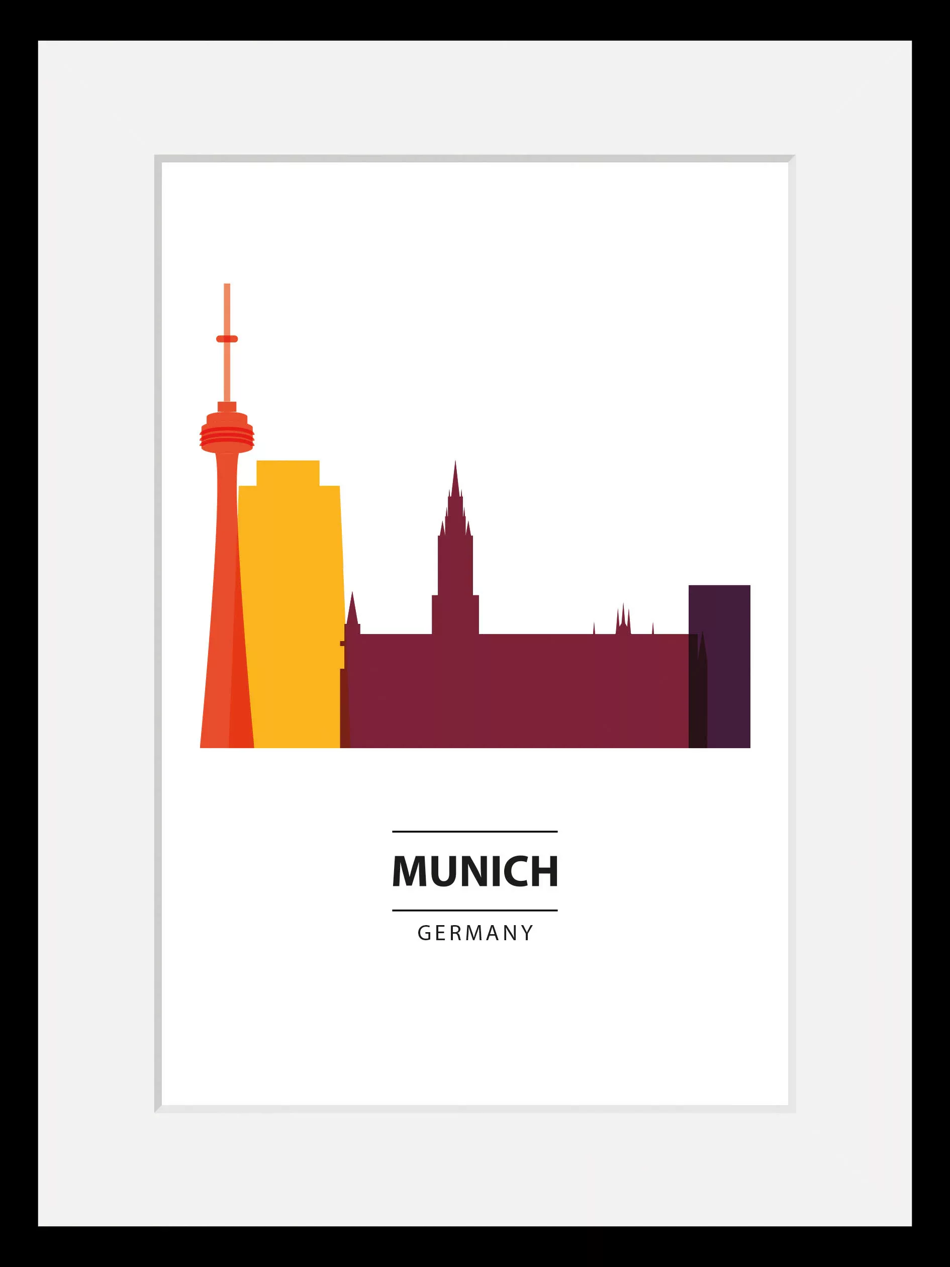 queence Bild "München Skyline bunt", Gebäude-Kirche-Religion-München-Deutsc günstig online kaufen