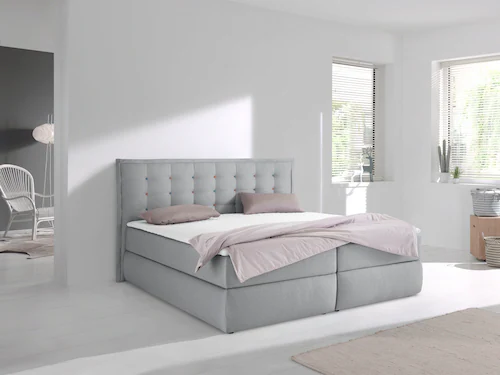 INOSIGN Boxspringbett Sagres, Kopfteil mit 2farbiger Flatterbiese und zweif günstig online kaufen