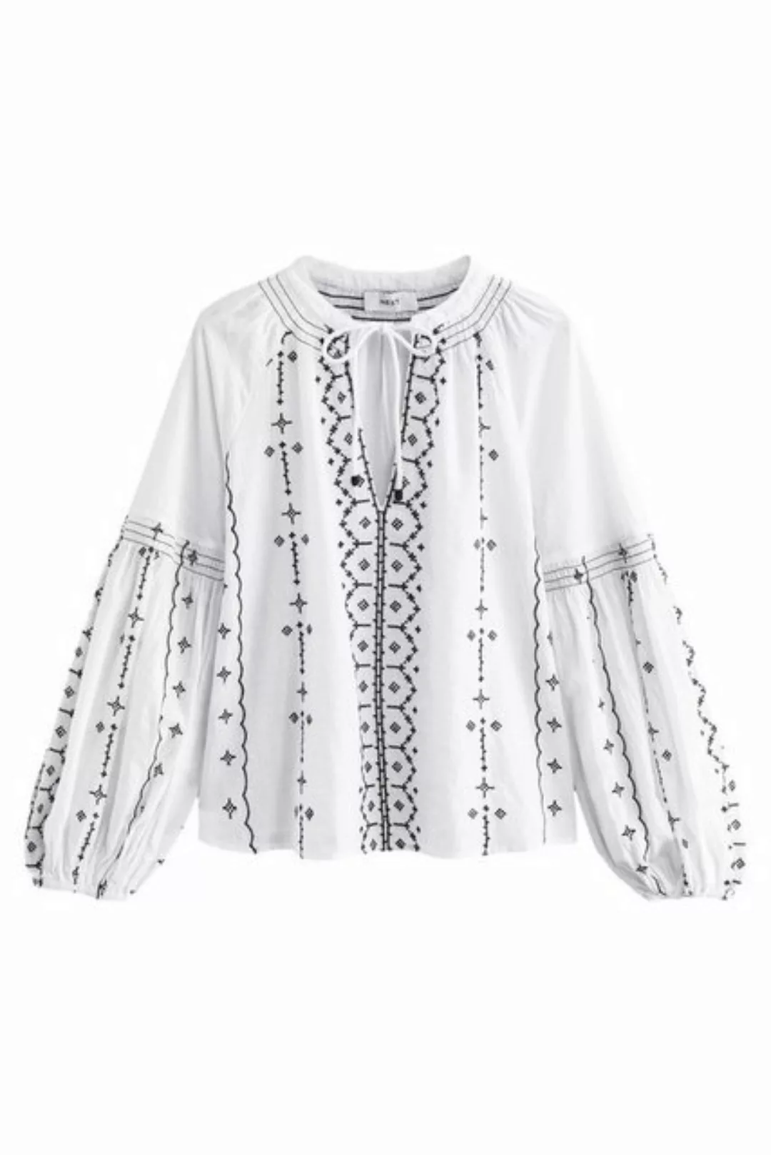 Next Langarmbluse Langärmelige Boho-Bluse mit Kontraststickerei (1-tlg) günstig online kaufen