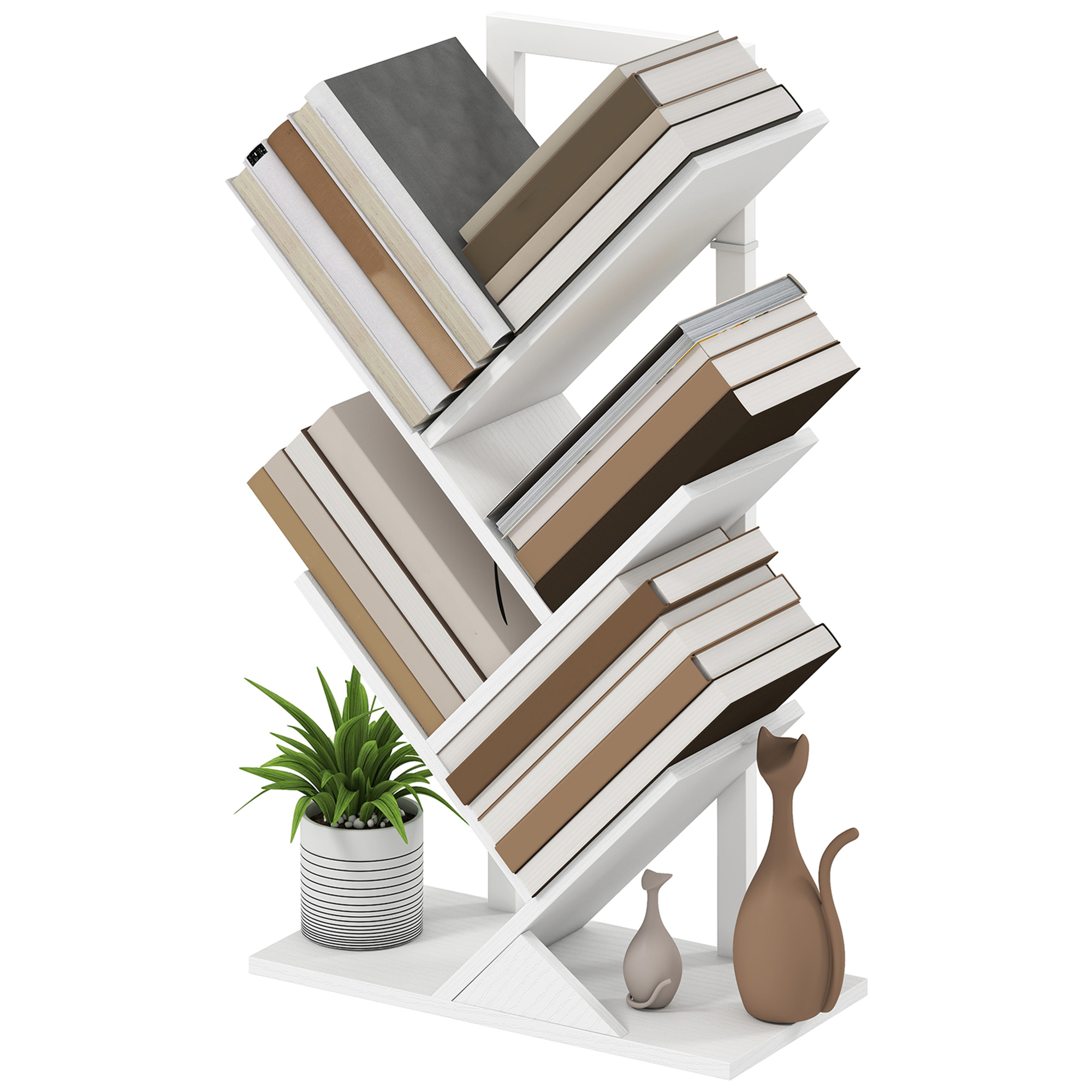 HOMCOM Baumförmiges Bücherregal mit 5 Ebenen Bücherregal mit 5 Regalen und günstig online kaufen