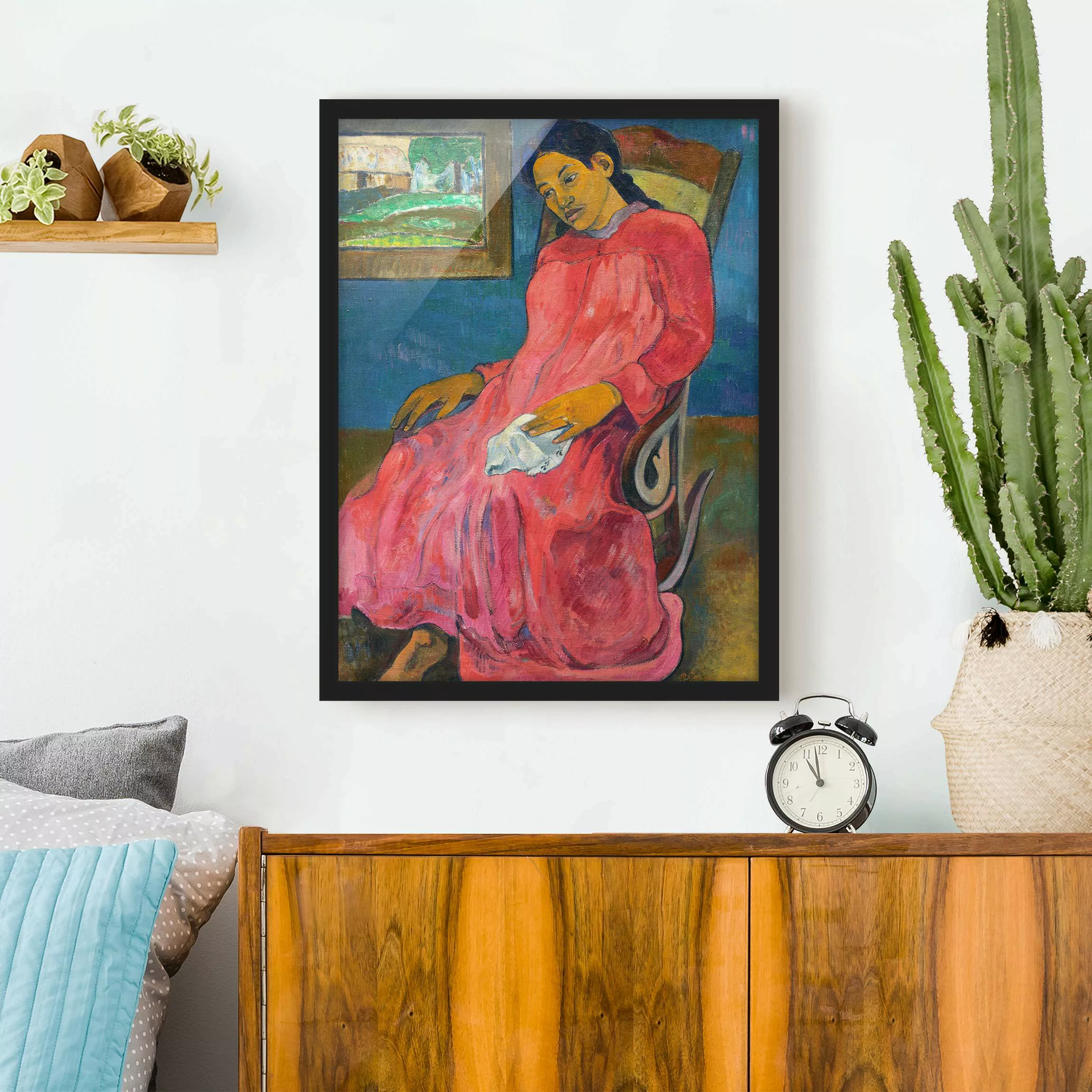 Bild mit Rahmen Kunstdruck - Hochformat Paul Gauguin - Melancholikerin günstig online kaufen