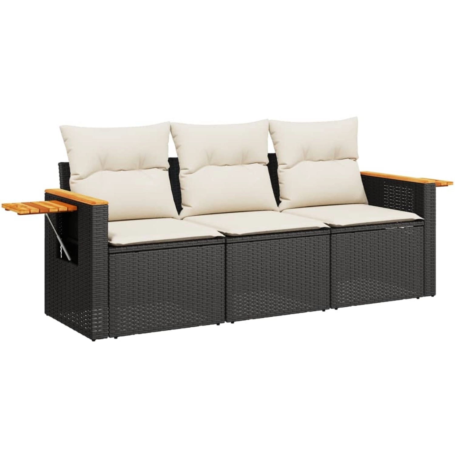 vidaXL 3-Tlg Garten-Sofagarnitur mit Kissen Schwarz Poly Rattan 3258997 günstig online kaufen
