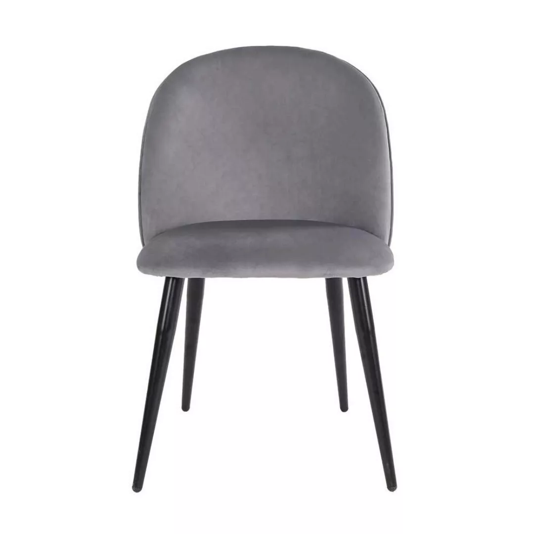 Graue Samt Stühle im Retrostil Gestell aus Metall (2er Set) günstig online kaufen
