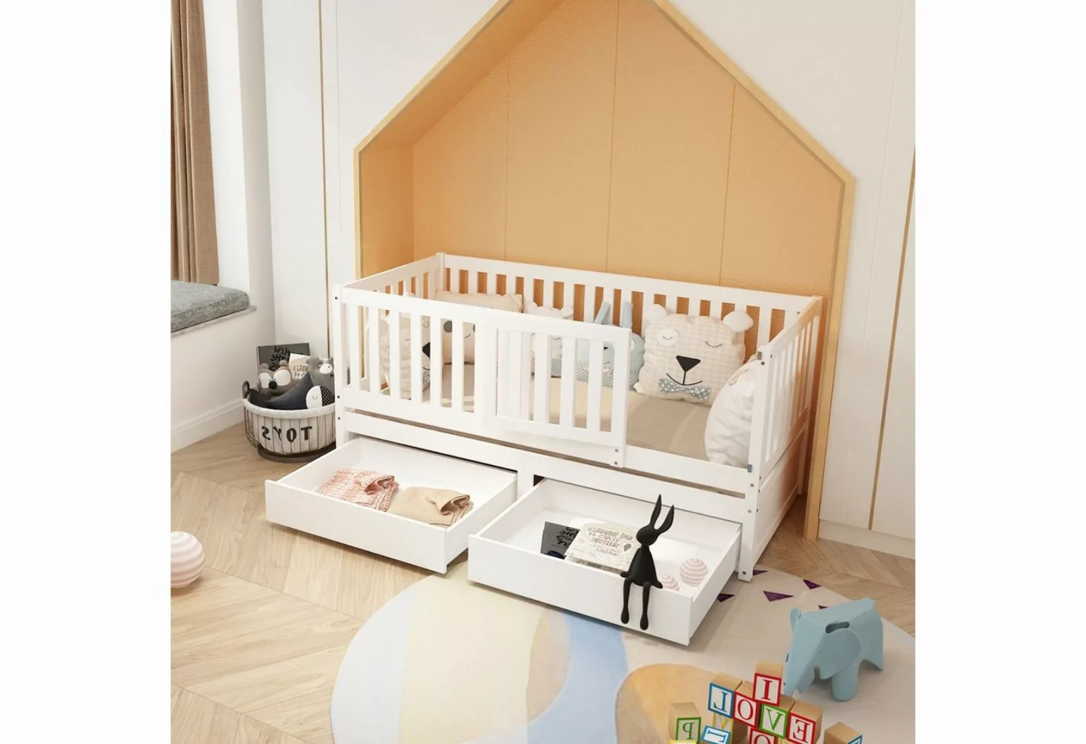 WISHDOR Babybett Baby Bett Kinderbett Jugendbett Holzbett Massivholzbett Be günstig online kaufen