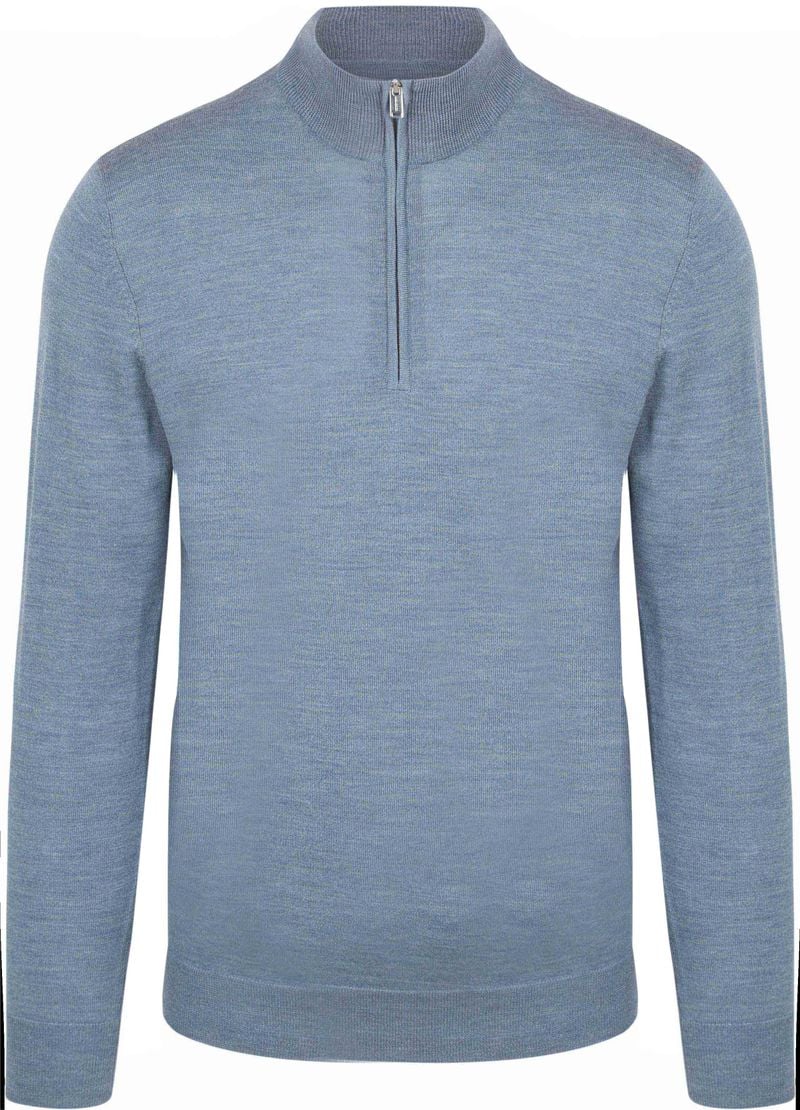 Profuomo Half Zip Pullover Merinowolle Melange Blau - Größe M günstig online kaufen