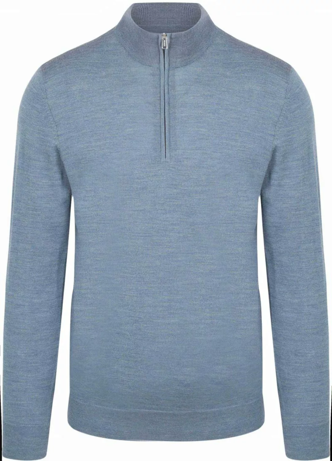 Profuomo Half Zip Pullover Merinowolle Melange Blau - Größe S günstig online kaufen