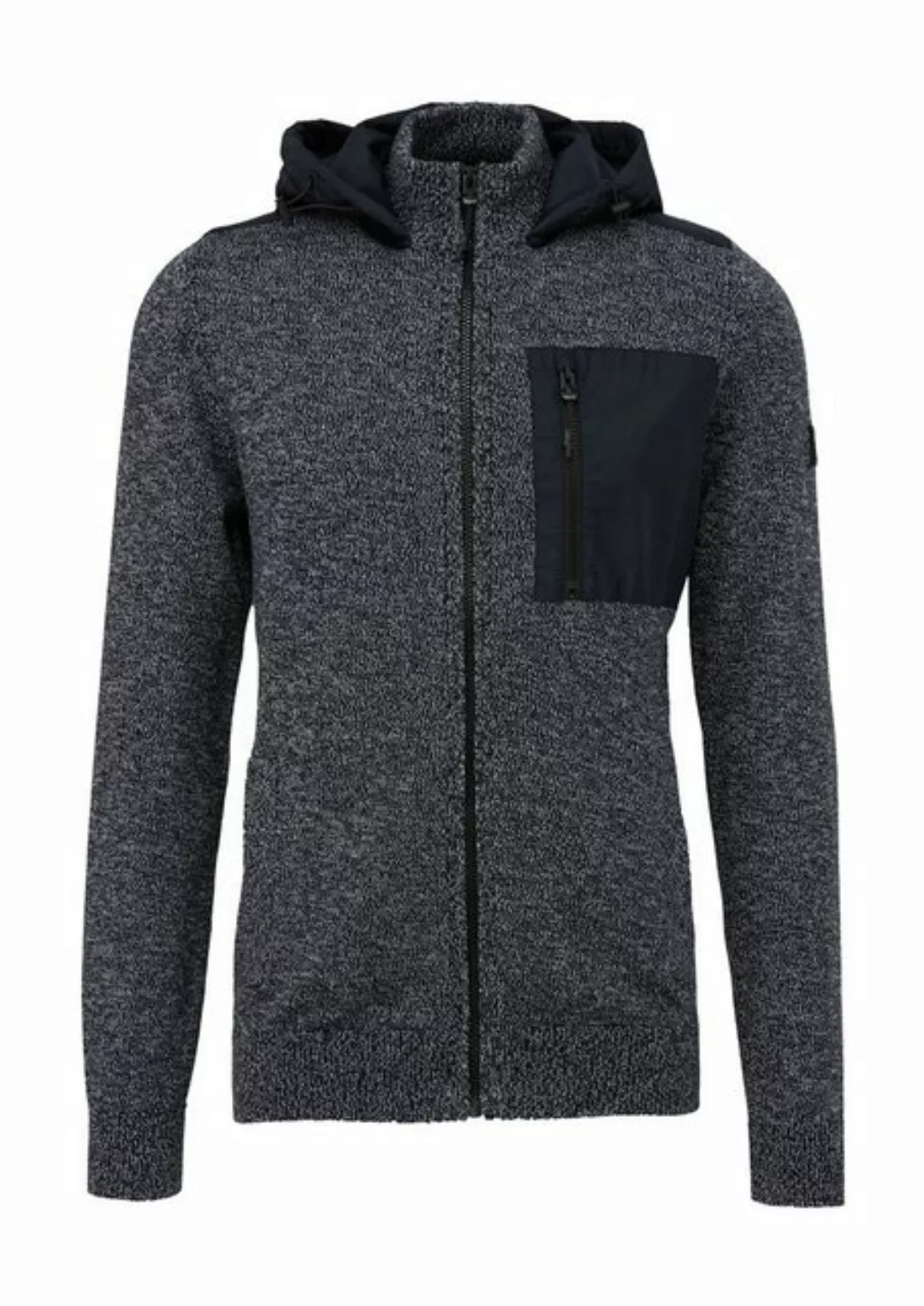 s.Oliver Strickjacke Kapuzen-Strickjacke im Fabricmix Rippblende günstig online kaufen