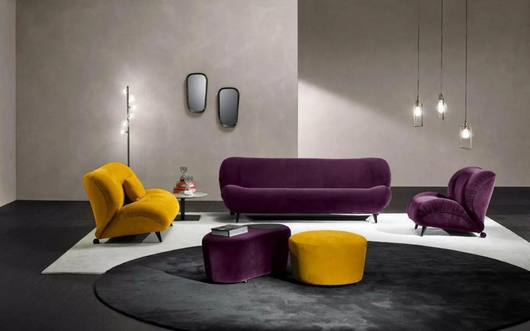 JVmoebel Sofa Modernes Sofa 3+2 Sitzer + Sessel + 2x Hocker Stoff Design Co günstig online kaufen