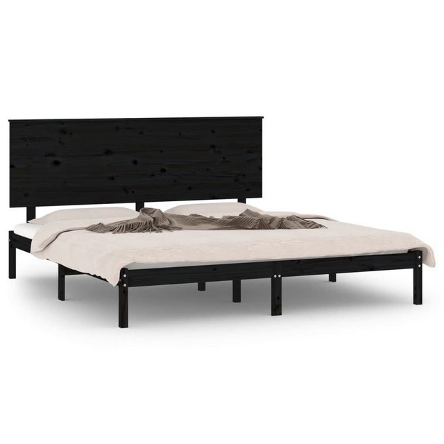 vidaXL Bettgestell Massivholzbett Schwarz Kiefer 200x200 cm Bett Bettgestel günstig online kaufen