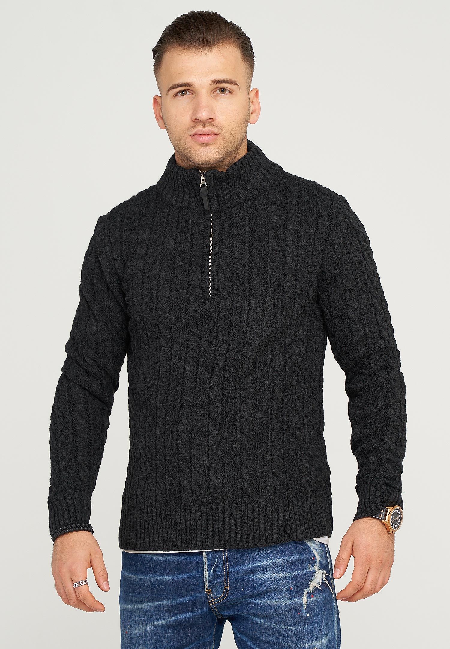 behype Strickpullover "CILIAN HENLEY", mit gemütlichem Stehkragen günstig online kaufen