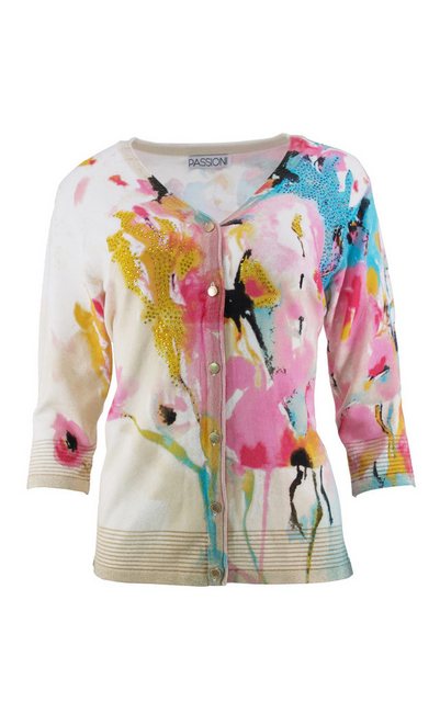 Passioni Cardigan Twinset mit abstrakten Aquarell-Blumenmustern günstig online kaufen