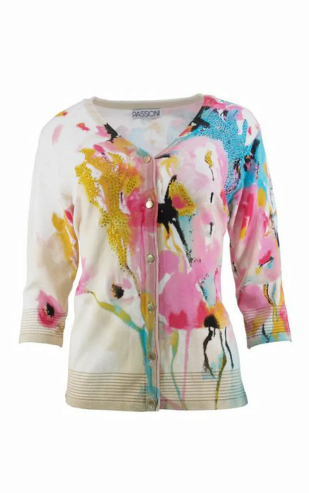 Passioni Cardigan Twinset mit abstrakten Aquarell-Blumenmustern günstig online kaufen